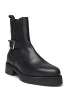 Biapanama Buckle Chelsea Boot Smooth Leather Shoes Chelsea Boots Black Bianco