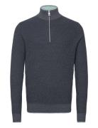 Multicolored Knit Troyer Tops Knitwear Half Zip Jumpers Navy Tom Tailor