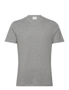 Slim-Fit Cotton V-Neck T-Shirt Tops T-Kortærmet Skjorte Grey Mango