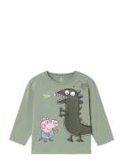 Nmmabrum Peppapig Ls Nreg Top Cplg Tops T-shirts Long-sleeved T-Skjorte Green Name It