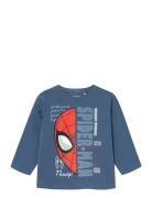 Nmmako Spider Ls Nreg Top Mar Tops T-shirts Long-sleeved T-Skjorte Blue Name It