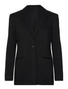 Ls Soft Crepe Blazer Blazers Single Breasted Blazers Black Calvin Klein