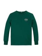 Th Logo Puff Print Reg Tee Ls Tops T-shirts Long-sleeved T-Skjorte Green Tommy Hilfiger