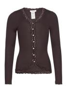 Rwbabette Ls V-Neck Regular Lace Ca Tops Knitwear Cardigans Brown Rosemunde