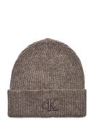 Thick Embroidery Beanie Accessories Headwear Beanies Brown Calvin Klein