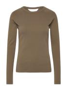 Slim Rib Keyhole R T L\S Wmn Tops T-shirts & Tops Long-sleeved Khaki Green G-Star RAW