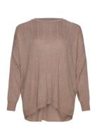 Cartess Ls O-Neck Knt Tops Sweatshirts & Hoodies Sweatshirts Brown ONLY Carmakoma