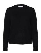 Slfsia Ras Ls Knit O-Neck Noos Tops Knitwear Jumpers Black Selected Femme