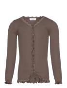 Rkbeatha Ls Cardigan W/ Lace Tops Knitwear Cardigans Brown Rosemunde Kids