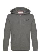 Essential Logo Zip Hoodie Tops Sweatshirts & Hoodies Hoodies Grey Superdry