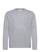 Long Sleeve Cotton T-Shirt Tops T-shirts Long-sleeved T-Skjorte Grey Mango