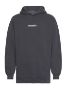 Micro Logo Graphic Loose Hood Tops Sweatshirts & Hoodies Hoodies Black Superdry