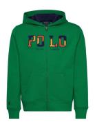 Corduroy-Logo Fleece Full-Zip Hoodie Tops Sweatshirts & Hoodies Hoodies Green Ralph Lauren Kids