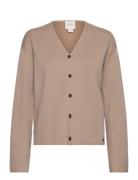 Df Wool Blend V-Neck Cardigan Tops Knitwear Cardigans Beige Calvin Klein