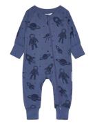 Bamboo Two Way Zip Pyjamas Blue Astronaut Pyjamas Sie Jumpsuit Blue Geggamoja