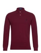 Custom Slim Fit Mesh Polo Shirt Tops Polos Long-sleeved Burgundy Polo Ralph Lauren