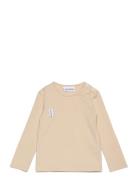 Unisex Shirt Tops T-shirts Long-sleeved T-Skjorte Cream Gugguu