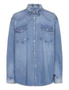 Over Fit Denim Western Shirt Tops Shirts Long-sleeved Blue Polo Ralph Lauren