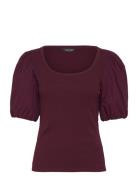 Stretch Cotton Balloon-Sleeve Tee Tops T-shirts & Tops Short-sleeved Burgundy Lauren Ralph Lauren