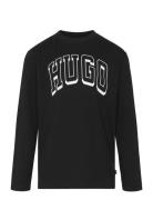 Long Sleeve T-Shirt Tops T-shirts Long-sleeved T-Skjorte Black Hugo Kids