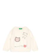 Sweater L/S Tops Sweatshirts & Hoodies Sweatshirts Cream United Colors Of Benetton