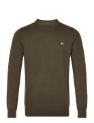 Cotton Merino Crew Neck Jumper Tops Knitwear Round Necks Khaki Green Lyle & Scott