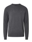 Bradley Cotton Crew Sweater Tops Knitwear Round Necks Grey Lexington Clothing