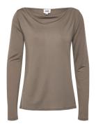 Elianna Top Tops T-shirts & Tops Long-sleeved Khaki Green Twist & Tango