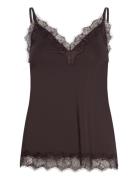 Rwbillie Lace Strap Top Tops T-shirts & Tops Sleeveless Brown Rosemunde