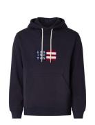 Kevin Organic Cotton Logo Hoodie Tops Sweatshirts & Hoodies Hoodies Navy Lexington Clothing