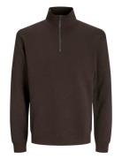 Jjebradley Sweat Half Zip Noos Tops Sweatshirts & Hoodies Sweatshirts Brown Jack & J S