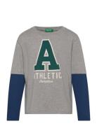 T-Shirt L/S Tops T-shirts Long-sleeved T-Skjorte Grey United Colors Of Benetton