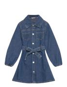 Denim Shirt Dress Dresses & Skirts Dresses Casual Dresses Long-sleeved Casual Dresses Blue Mango