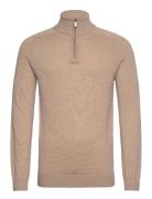 Bs Pelle Regular Fit Knitwear Tops Knitwear Half Zip Jumpers Beige Bruun & Stengade