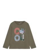 Nmmvagno Ls Loose Top Tops T-shirts Long-sleeved T-Skjorte Khaki Green Name It