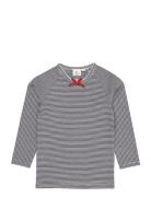 Striped Ls Tee W. Bow Tops T-shirts Long-sleeved T-Skjorte Navy Copenhagen Colors