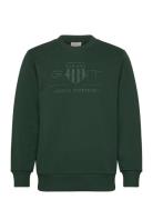 Reg Tonal Shield Cneck Sweat Tops Sweatshirts & Hoodies Sweatshirts Green GANT