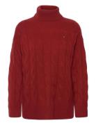 Soft Wool Cable Roll-Nk Sweater Tops Knitwear Turtleneck Red Tommy Hilfiger