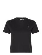 Woven Label Peached Baby Tee Tops T-shirts & Tops Short-sleeved Black Calvin Klein Jeans