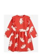 Freedom Bird All Over Ruffle Dress Dresses & Skirts Dresses Casual Dresses Long-sleeved Casual Dresses Red Bobo Choses