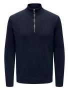 Onsfabian Life Reg 7 Half Zip Knit Tops Knitwear Half Zip Jumpers Navy ONLY & SONS