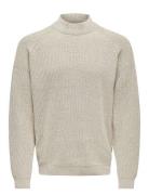 Onsfelip Life Reg 5 Twist High Neck Knit Tops Knitwear Round Necks Beige ONLY & SONS