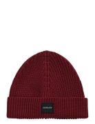 Unisex. Cotton Rib Knit Beanie Accessories Headwear Beanies Burgundy GANT