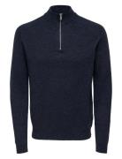 Onsedward Reg 7 Wool Half Zip Knit Cs Tops Knitwear Half Zip Jumpers Navy ONLY & SONS