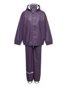 Pu Rain W. Susp. Recycled Outerwear Rainwear Rainwear Sets Purple Mikk-line