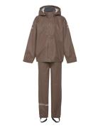 Pu Rain No Susp. Recycled Outerwear Rainwear Rainwear Sets Brown Mikk-line