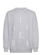 Nb Abc Crew Grey Melange Designers Sweatshirts & Hoodies Sweatshirts Grey Nikben