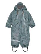 Pu Snow Suit 2 Zip Recycled - Aop Outerwear Coveralls Snow-ski Coveralls & Sets Blue Mikk-line