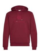 Reg Tonal Shield Hoodie Tops Sweatshirts & Hoodies Hoodies Burgundy GANT