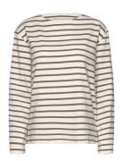 Blessed Sweatshirt Stripe Tops T-shirts & Tops Long-sleeved Cream Moshi Moshi Mind